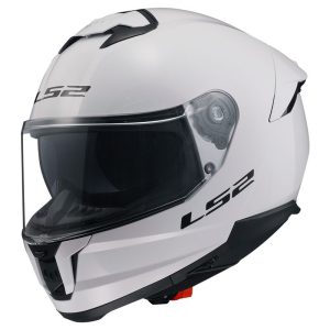 LS2 FF808 STREAM II SOLID, MOTO ĶIVERE, balta spīdīga