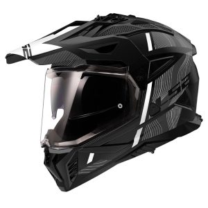 LS2 MX702 PIONEER II HILL, MOTO ĶIVERE, melna/balta matēta