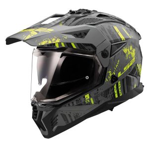 LS2 MX702 PIONEER II CRAZY, MOTO ĶIVERE, melna/ dzeltena matēta