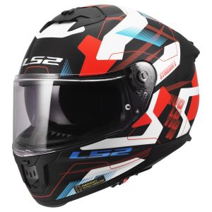 LS2 FF808 STREAM II MIKA, MOTO ĶIVERE, balta, zila, sarkana