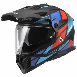 LS2 MX702 PIONEER II BLOCK, MOTO ĶIVERE, melna, sarkana, zila