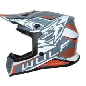 Moto ķivere bērniem M/X WULFSPORT OFFROAD AIR-X pelēka-oranža