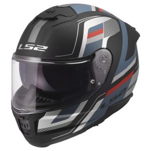 LS2 FF808 STREAM II VINTAGE, MOTO ĶIVERE, melna, zilgana