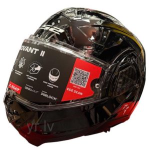 LS2 FF910 ADVANT II SOLID, MOTO ĶIVERE, melna spīdīga